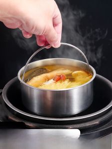 304 Stainless Steel Steamer Pan Steaming Basket Rice Steamer Egg Soup Steamer with Handle Kitchen Cooking Utensils Steam Grid