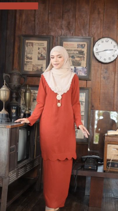 Raya Collection Baju Kurung Kaseh Ironless Design Scallop Bunga