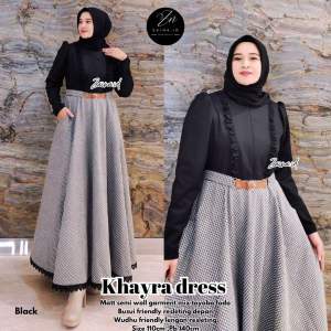 ZAINA | Khayra Dress Wanita / Dress Semi wool mix Toyobo Wanita LD 110 cm