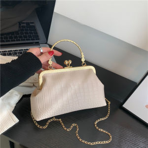Chic Summer 2025 Womens Crossbody Bag Fashionable Chain Handbag Versatile Small Square Bag Soft PU Leather Lock Buckle Closure