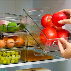 Transparent Refrigerator Organizer Acrylic Kitchen Fridge Storage Bin Organizer Box Pantry Food Vegetable Fruits Container Multifunctional Transparent Basket
