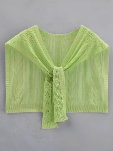 Áo Choàng Cổ Giả Dệt Kim Mỏng Kiểu Dáng Đa Năng Cho Nữ Mùa Xuân Thu Áo Choàng Cổ Vuông Nhỏ Có Nút Khâu Kiểu Dáng Khoét Rỗng