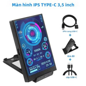 Màn Hình IPS LCD 3.5 Inch Với Type-C DIY Máy Tính Mini Màn Hình CPU GPU RAM HDD Giá Đỡ Bao Gồm Cho Máy Tính Để Bàn AIDA64 Tương Thích