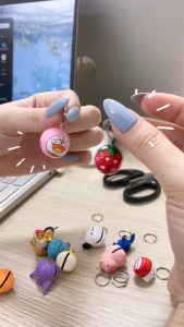 Lục lạc chuông hình thú gắn vòng cổ móc khóa tặng kèm khoen