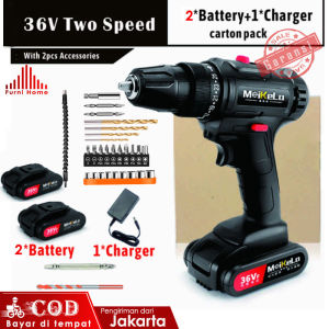 2 Baterai Impact Cordless Drill Mesin Bor tanpa kabel Untuk Tembok Beton Elektrik Drill Baterai Mesin bor cordless bor listrik