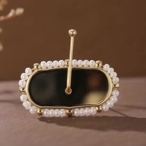 Vintage Embossed Double Bird Copper Dangle Earrings With Oval Faux Pearl Pendants for Women Fit Banquet and Party Matching.
