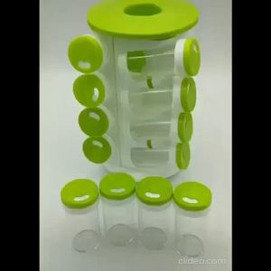 16-Piece Set Of Transparent Rotating Tower Spice Jar Holder