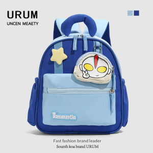 URUM Kindergarten Boys Backpack Blue Lightweight School Bag Cute Outdoor Travel Bag with Padded Shoulder Straps And Water Bottle Pocket