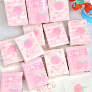 Portable Small Strawberry Patterned Handkerchief Paper Cute Compact Portable Tissue Paper Student Carry-On Colored Napkin Paper