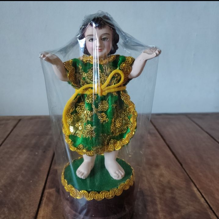 Santo Nino Welcome from Manaoag 6inches Manaoag Acrylic Figurine 6 Inches Religious Art Oriental Green Red Statue - Lazada