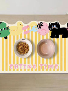 Cartoon Cute Cat Dog Universal Silicon Dendroid Water Absorbent Dining Mat Pet Leakage Proof Food Bowl Easy to Manage