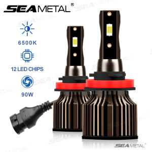 SEAMETAL 2PCS Car LED Headlights H1 H4 H7 H11 9005 9006 High Low Beams 6500K IP68 90W Fog Light Bulb Auto LED Headlight