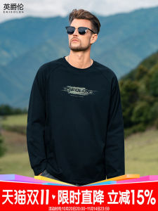 เสื้อยืดคอกลมแขนยาวผ้าฝ้ายแท้ Enjeolon น้ำหนักเบา 270 กรัม ทรงหลวม สำหรับผู้ชาย ฤดูใบไม้ร่วง/ฤดูหนาว ลายตัวอักษร ลำลอง เสื้อชั้นใน