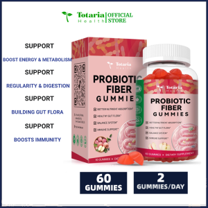 Totaria 9-in-1 Probiotic Fiber Gummies for Adults & Teens 16G Fiber per Serving Psyllium Fiber Supplement with 5 Billion CFU Bacillus Coagulans Inulin ACV for Digestive & Gut Wellness - 60 Gummies