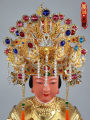 Chinese Style Deity Hat Diamond Encrusted Wang Mu Xuan Nu Tai Mountain Grandma Matsu Lady Goddess Statue Headwear Decorative Piece. 