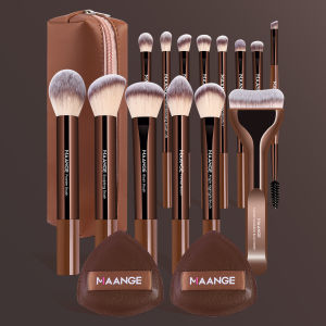 MAANGE | MAANGE 14pcs Makeup Brushes with 2pcs Air Cushion Makeup Puffs Foundation Brush Powder Blusher Brush Eye Brushes Holiday Gift