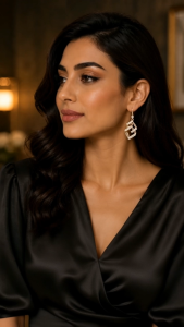 [SG] Geometry Sparkle Rose Gold Crystal Drop Earrings | Geometric Dangle Earrings | Modern Statement Jewellery | ear me out (EMO-160)