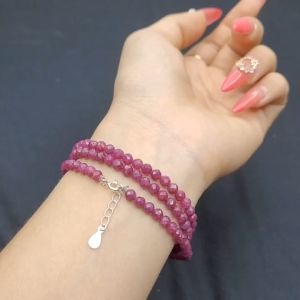 Chuỗi 3v Ruby thiên nhiên 4li Ag cao cấp 925 freesize - Phong Thủy TUDO