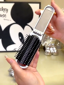 Mini Cute Comb with Mirror Folding Kuromi Melody Air Cushion Comb Airbag Comb Portable Y2k Ins Style Pocket Makeup Comb for Women Girls