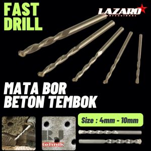 Mata Bor Besi Beton Tembok Concrete Drill 4mm 5mm 6mm 8mm 10mm Kuat Fast Drill Lazaro