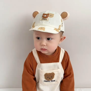 [พร้อมส่ง] หมวกแก๊ปเด็กหูหมีสุดน่ารัก ลายหมี MIN หมวกเด็กทารก 6 เดือน - 2 ขวบ รอบศีรษะ 46-48 ซม. หมวกเด็กผู้ชาย หมวกเด็กผู้หญิง หมวกแฟชั่นเด็กเล็ก ใส่เที่ยว ใส่เล่น ถ่ายรูปน่ารัก ๆ ขนาดปรับได้ มี 4 สีให้เลือก