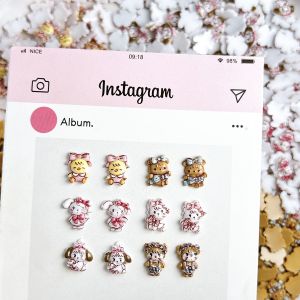 30PCS Kawaii Creative Rabbit Bear Resin Nail Art Decorations 3D Cartoon Cat Puppy Chick Animal Nail Charms for DIY Nails Designs