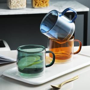 Ins Style Double Layered Borosilicate Glass Mug with Handle