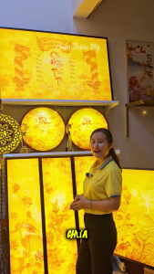 Đèn Hào Quang Phật In Trúc Chỉ Combo Đôi Tròn Hoa Sen Cây Bồ Đề Trang Trí Bàn Thờ CDT-10-05