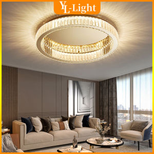 (New)ห้องนอนโคมไฟเพดานคริสตัลห้องนั่งเล่นไฟเพดานโคมไฟ LED กลม 123