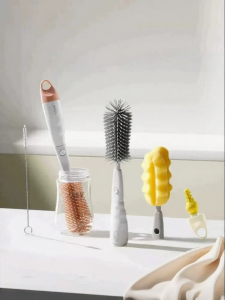 SHI YUE JIE JING | Portable Newborn Baby Milk Bottle Nipple Cleaning Brush Set