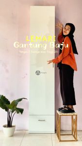 Adapta - Lemari Gantungan Baju Dengan Laci Bawah - Lemari Baju Dengan 2 Storage Atas Tinggi 250 cm