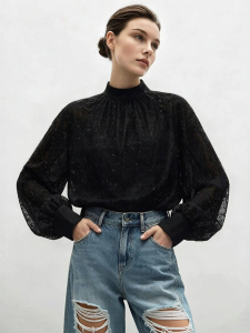 AMII | Elegant Office Style Lace Trimmed Shirt