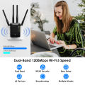 Wavlink AC1200 Dual Band Wireless Range Extender WiFi Repeater Router WPS Button 4 External Antennas. 