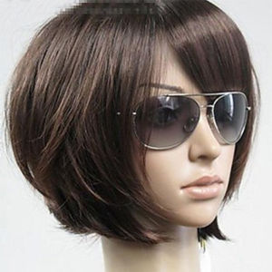 HAIRJOY  Synthetic Hair  Women Short  Straight Brown  Wigs Side Bang