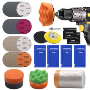3 Inch Car Headlight Restoration Kit with Drill Buffing Sponge Polishing Pads Headlight Lens Cleaner and Restorer37PCS