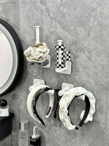 Bathroom Hair Tie Storage Rack Non-Drilling Hook Plastic Organizer for Washstand And Toilet Simple Style Single Layer Shelf