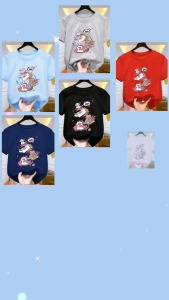 Baju Kaos Atasan Anak Cewek Motif Animasi Kucing Kece Kaos Oblong Anak Perempuan Umur 2-12 Tahun