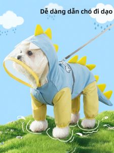 hipidog | Áo Mưa Thú Cưng Hình Khủng Long Thời Trang có Mũ trong Suốt Bảo Vệ Toàn Bộ Bàn Chân