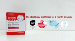 Suzuran 100% Pure Cotton Baby Wet Cleaning Cotton (30pcs) Baby Oral Wipes  Tooth and Gum Wipes  Promote Babys Oral Health Antibacterial Non-allergenic Multiple Usage | GoodealBB