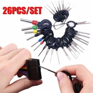 26pcs Car Terminal Removal Kit Wire Pin Extractor Set Car Stylus Wiring Crimp Connector Puller Metal Repair Tools