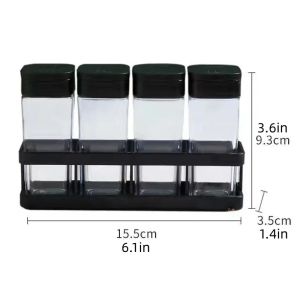 Spice Organizer Set 4-in-1 - Stackable Kitchen Bottles Airtight Lids for Salt Pepper BakingCountertop Space Saver Jars