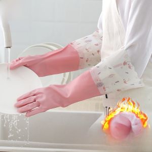 SVORIAHI | Thickened Fleece Waterproof Rubber Gloves For Washing Dishes And Laundry Durable Household Chores Kitchen Cleaning Tools