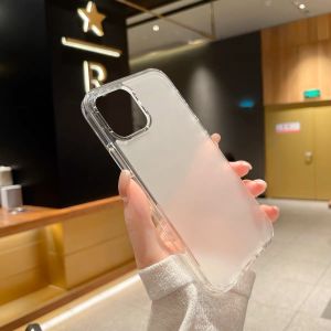 เคสโทรศัพท์แก้ว Apple 14Pro Frosted Transparent Simple Max Hard Shell XR Anti-Fall Protective Sleeve วัสดุกระจกนิรภัย