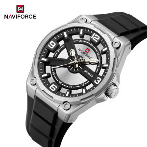 นาฬิกาดั้งเดิม NAVIFORCE สำหรับผู้ชายกันน้ำ30เมตรตัวชี้ใหม่เอี่ยมเรืองแสงนาฬิกาควอตซ์ลำลองแฟชั่น NF9260 Jam Tangan Sport