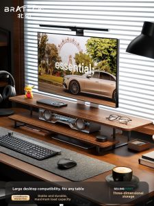 Brateck | Wood Grain Walnut Monitor Riser with Storage