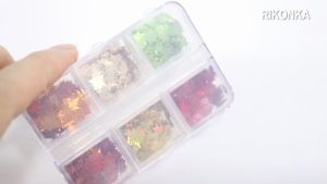 6 Grid / Kotak Payet Glitter Laser Bentuk Daun Maple/Hati/Star Untuk Dekorasi Nail Art 3d