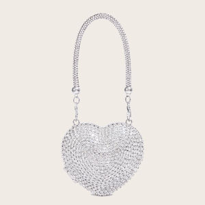 Love grain rhinestone dinner bag gold and silver shiny handbag 2024 new hot selling evening bag dance party banquet bag