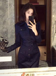 DANTING | French Style Elegant Luxurious Waist-Cinching Indigo Shirt Dress