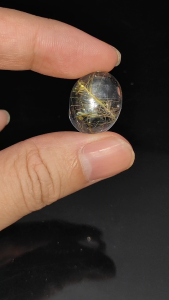 พลอยไหมทอง (Golden Rutilated Quartz) ไหมแน่น สีทองสวย หนัก 32.0 กะรัต พลอยแท้ จากประเทศบราซิล มีใบรับรองจากทางร้าน