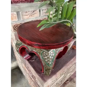 ตั่งขาคู้ ฐานรองพระ ไม้จามจุรีเดินเส้นประดับกระจก (มี 3 ขนาด) แท่นวางพระ เก้าอี้วินเทจ งานฝีมือสวยงาม แข็งแรง